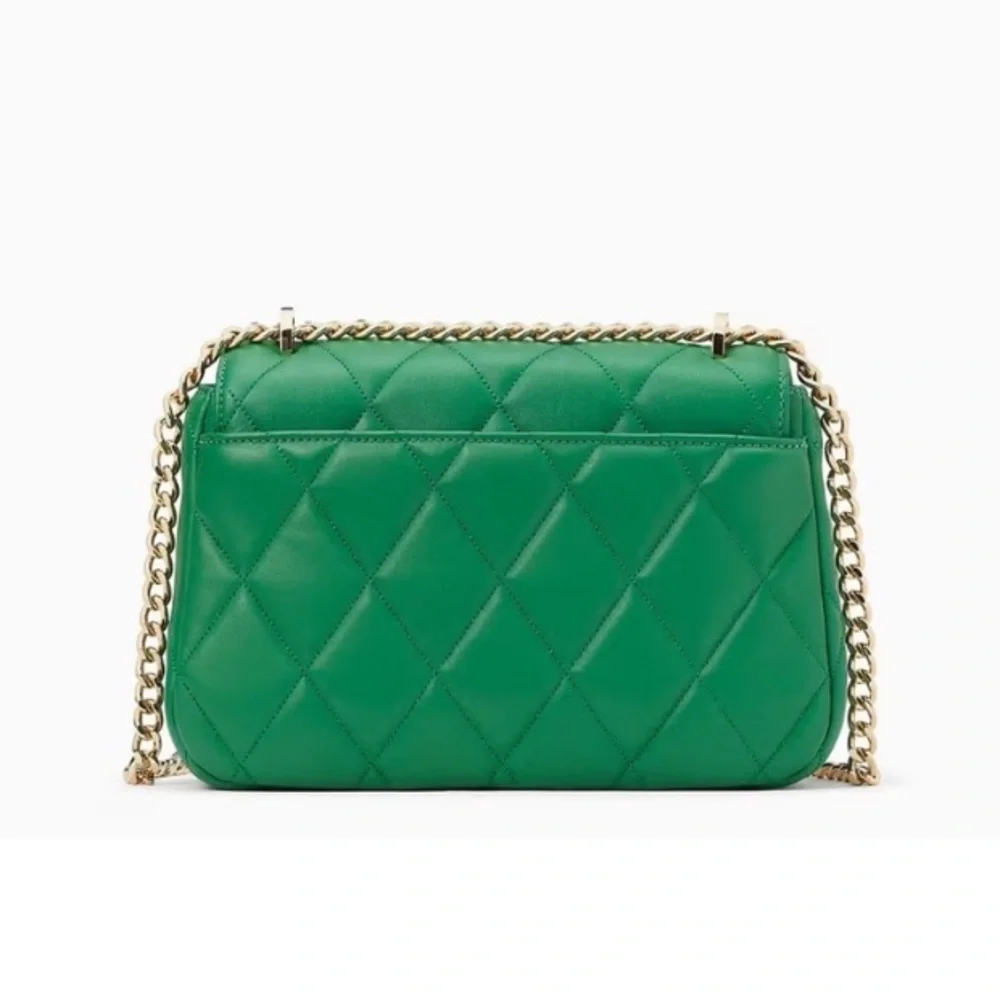 Kate Spade Carey Smooth Leather Quilted Small Flap Shoulder Bag, Green